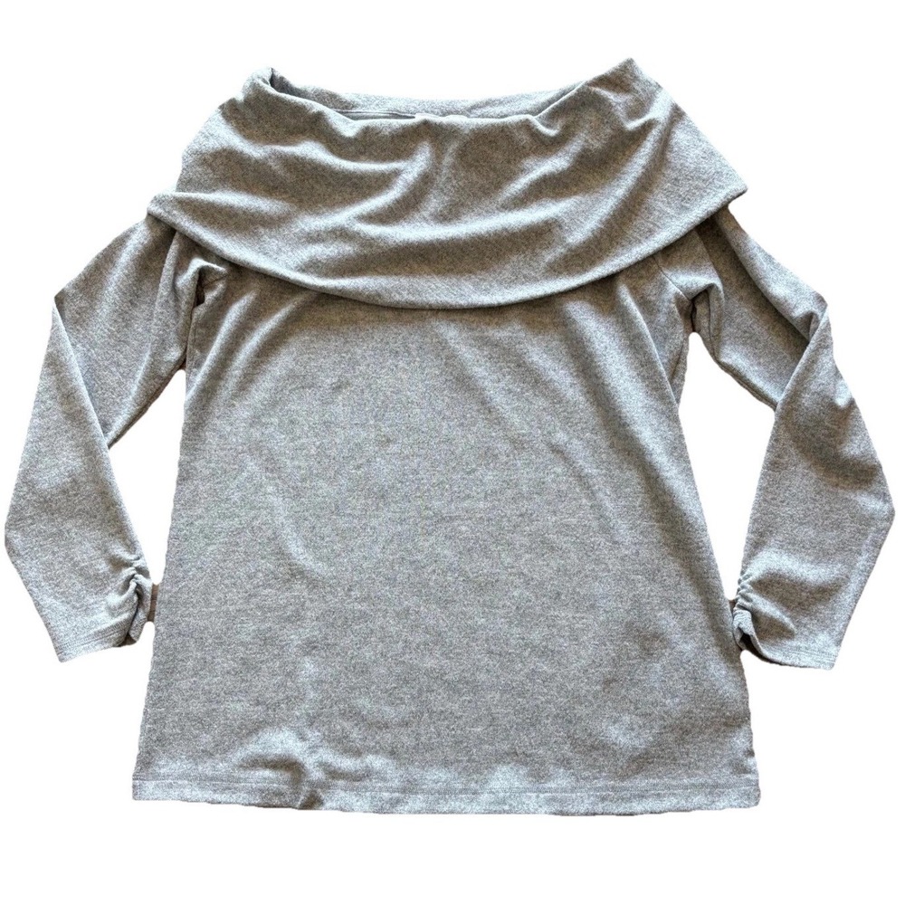 Haven Well Within Grey Cowl Neck Ruched Sleeve Pullover Top Womens Medium‎